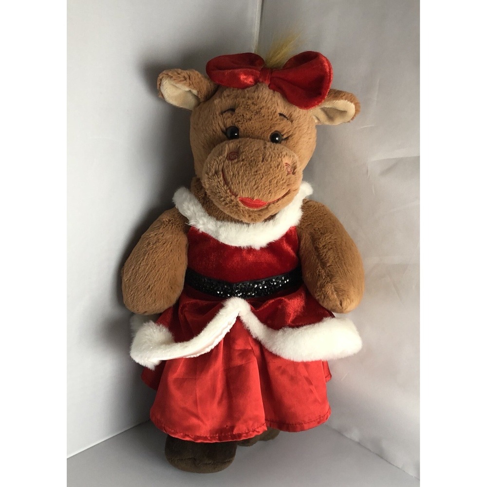 Build A Bear Molly‎ Moose 16" Plush Stuffed Animal Red Bow Dress Christmas Decor